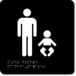 ASEO HOMBRE. CAMBIA PA&Ntilde;ALES - Pictograma tacto visual, alto relieve y Braille. 170x170x3,2mm