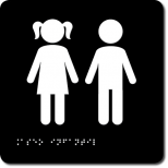 ASEO INFANTIL - Pictograma tacto visual, alto relieve y Braille. 170x170x3,2mm