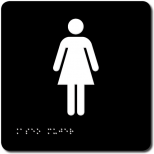 ASEO MUJER - Pictograma tacto visual, alto relieve y Braille. 170x170x3,2mm