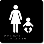 ASEO MUJER. CAMBIA PA&Ntilde;ALES - Pictograma tacto visual, alto relieve y Braille. 170x170x3,2mm